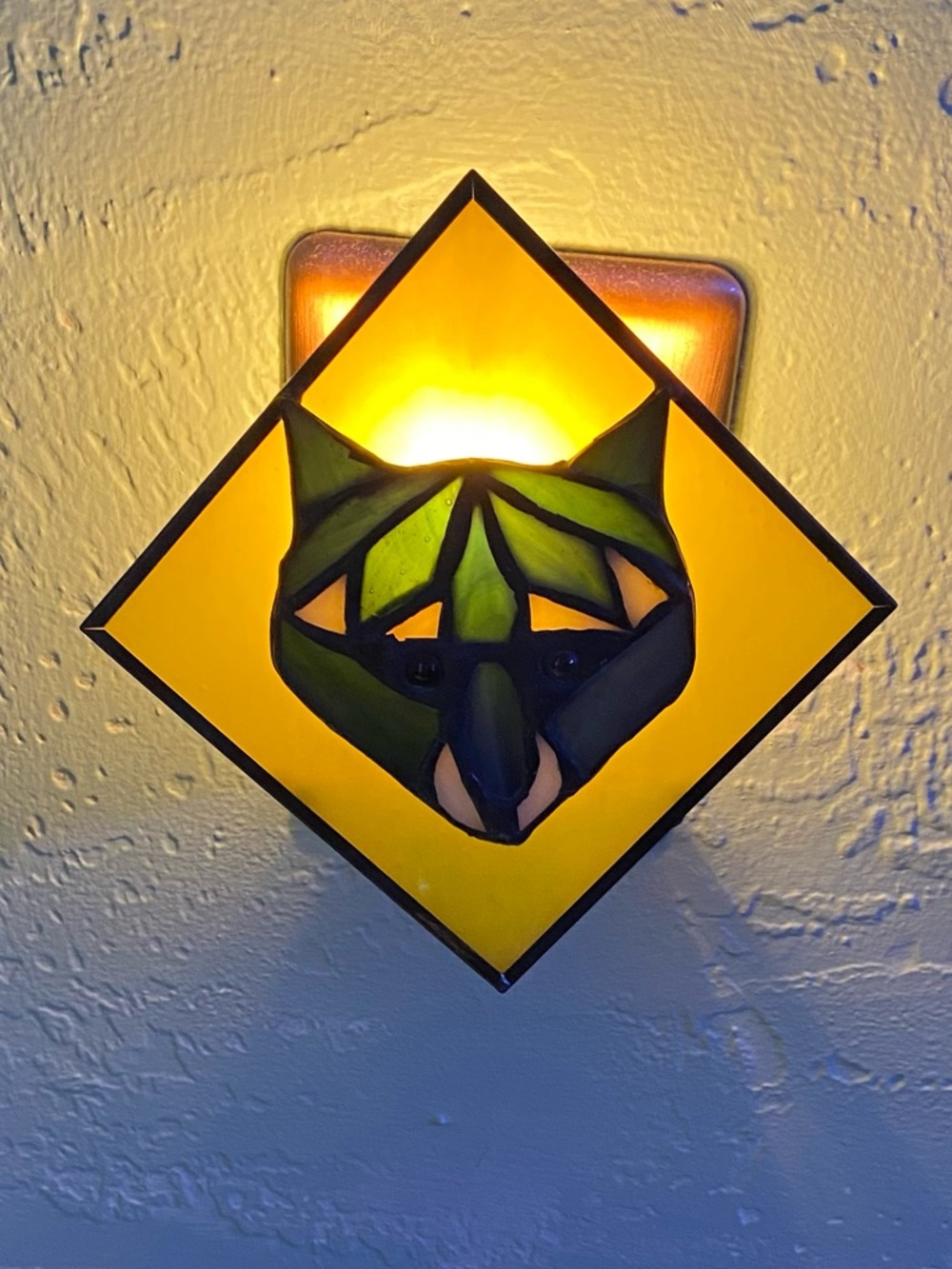 Stained Glass Wolf Plug In Nightlight Animal